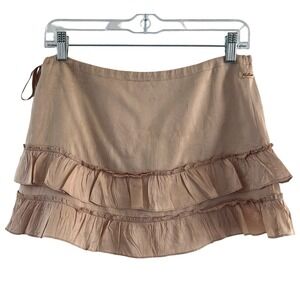 Vintage Hollister Micro Mini Skirt Silk Ruffle Y2K Tiered Tie RARE‎ Womens Sz 1